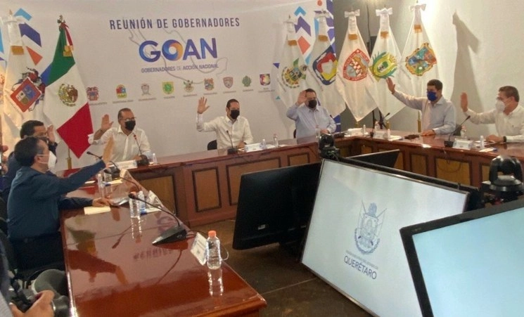 Integrantes de la Asociación de Gobernadores de Acción Nacional durante una reunión en imagen de archivo. Foto tomada de Twitter @GOAN_MX

