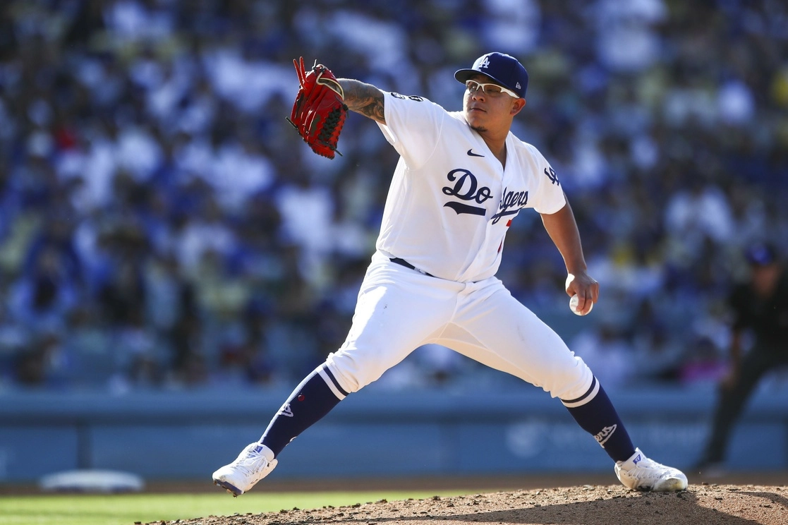 Julio Urias durante el encuentro deportivo. Foto Afp