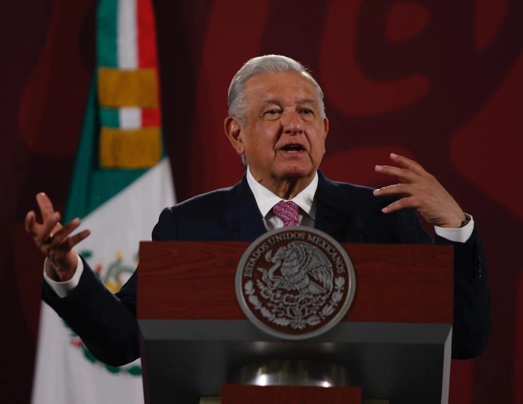 El presidente de México, Andrés Manuel López Obrador, durante su conferencia matutina en Palacio Nacional, en la Ciudad de México, el 31 de marzo de 2022. Foto Guillermo Sologuren