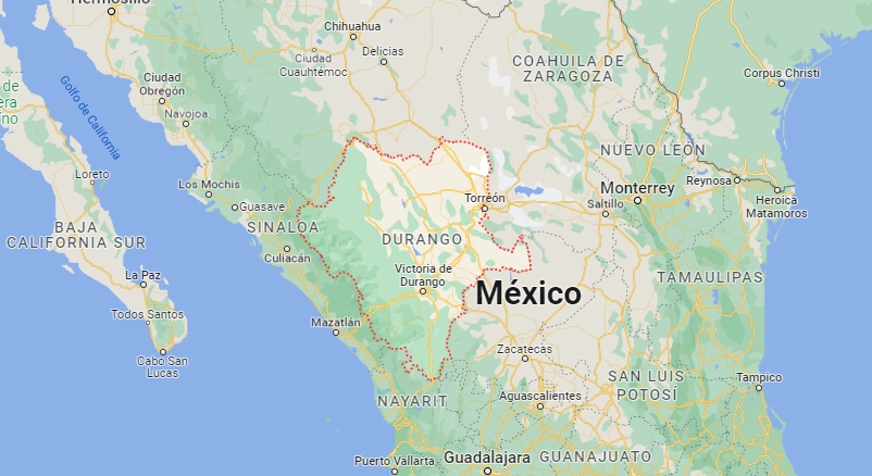 La operación de Sedena en Durango se realiza en conjunto con la Fiscalía General de la República, y cuenta con apoyo aéreo y terrestre, informó el secretario. Imagen tomada de Google Maps