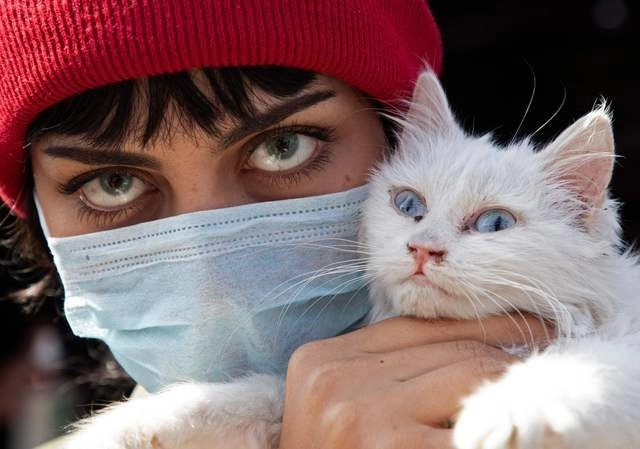 El brote de coronavirus, que comenzó en China, ha infectado a más de 82 mil personas en todo el mundo. En la imagen, una mujer iraquí y su mascota durante una protesta en Basra. Foto Afp 