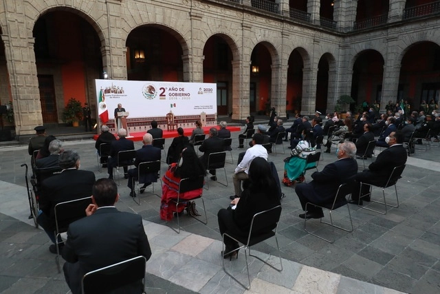 Ceremonia del segundo año de gobierno del presidente Andrés Manuel López Obrador, ayer en Palacio Nacional. Foto Luis Castillo