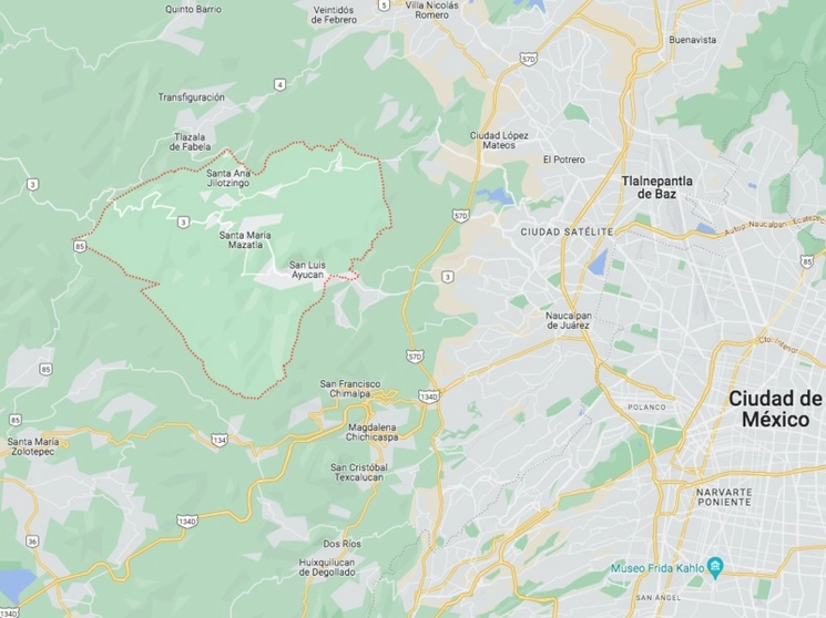 Habitantes del municipio de Jilotzingo, estado de México, ganaron un amparo  contra la ejecución de un proyecto inmobiliario para la construcción de 20 mil viviendas en la zona natural protegida conocida como Espíritu Santo. Imagen tomada de Google Maps