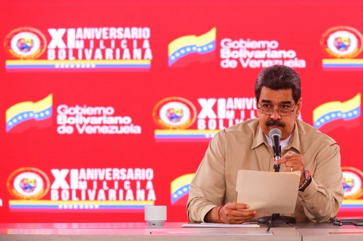 El presidente venezolano, Nicolás Maduro, durante un mensaje televisado en Caracas. Foto Xinhua