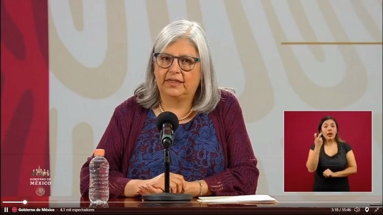 Graciela Márquez en la conferencia de este miércoles de créditos a la palabra. Foto @GobiernoMX
