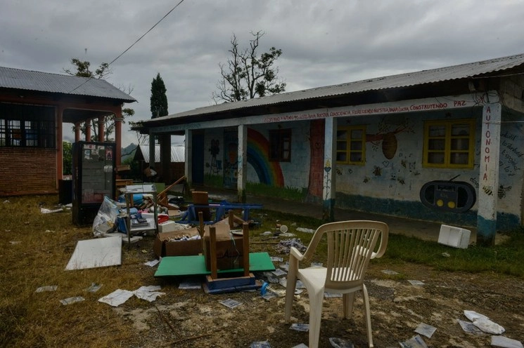 El campamento de la organización civil ‘Las Abejas’, en Acteal, Chiapas, fue allanado el 21 de septiembre de 2019. Foto Cuartoscuro