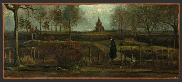 Imagen publicada por el Museo Gronninger el pasado 30 de marzo que muestra la pintura del holandés Vincent van Gogh titulada 'El jardín de la casa parroquial en Nuenen en primavera', tras ser robado. Foto AP