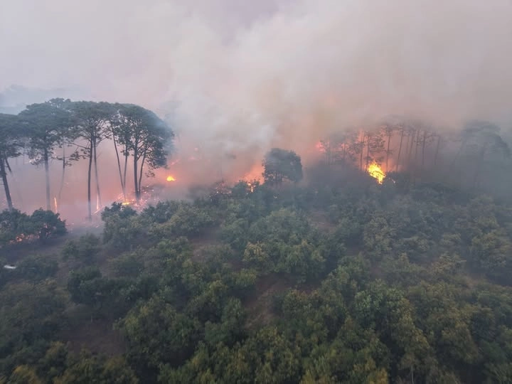 Aspectos del incendio en el Cerro de San Juan en Tepic. Foto La Jornada