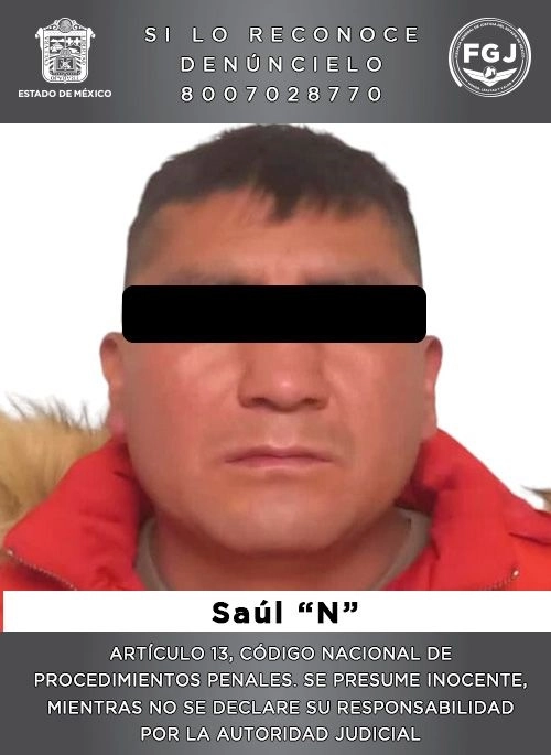 Saúl "N", fue detenido el pasado 7 de enero. Foto cortesía FGJEM.