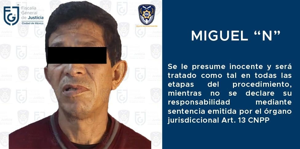 Miguel “N”, presunto violador serial, estaría relacionado con 32 ataques sexuales ocurridos en la Ciudad de México. Foto cortesía de la FGJ-CDMX