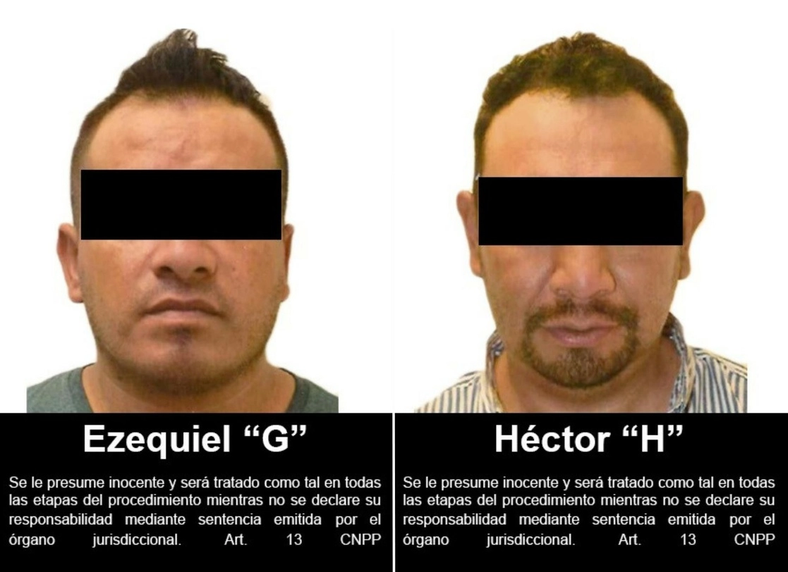 Dos de los procesados por transportar presunto 'huachicol'. Imagen cortesía FGR 