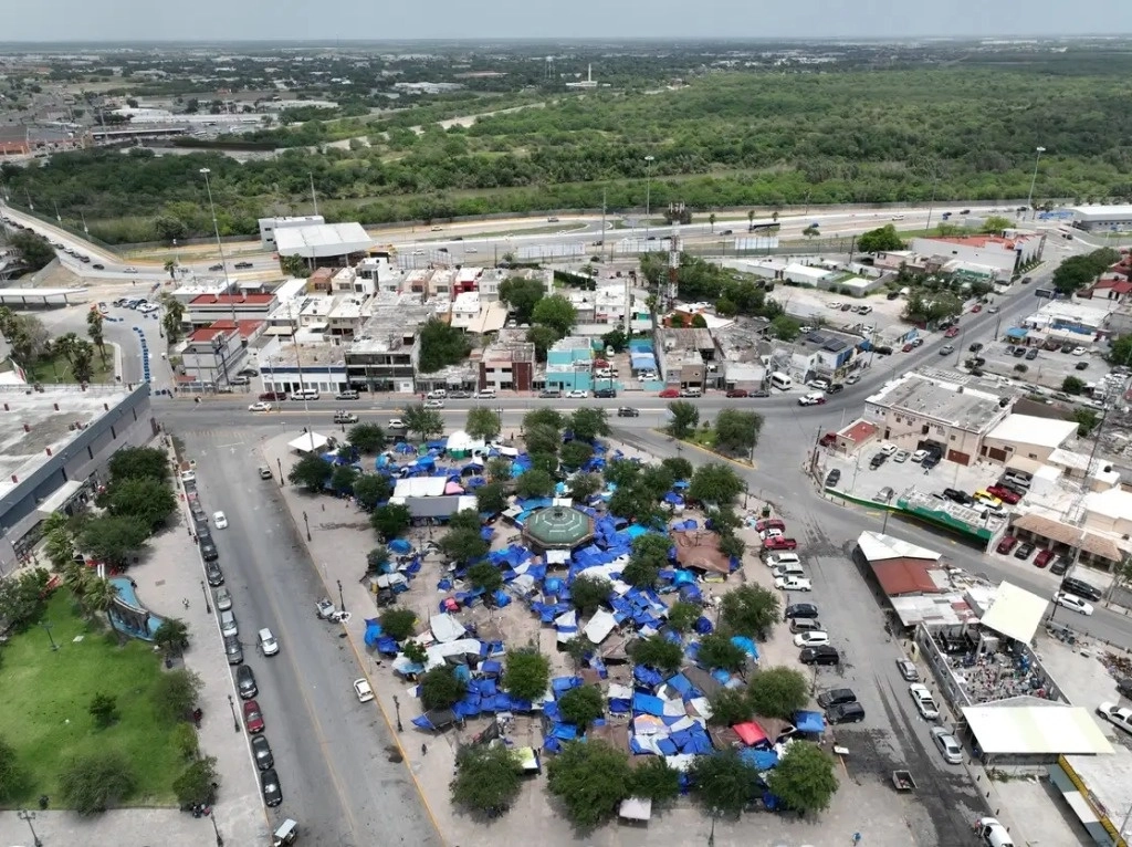 Campamento de migrantes en Reynosa, Tamaulipas, el 2 de mayo de 2022. Foto Xinhua