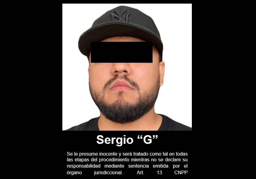 El Ministerio Público de la Federación decretó la medida cautelar de prisión preventiva en una cárcel localizada en Reynosa para los detenidos identificados como Sergio “G” (en la imagen) y Jorge “N”. Foto cortesía FGR