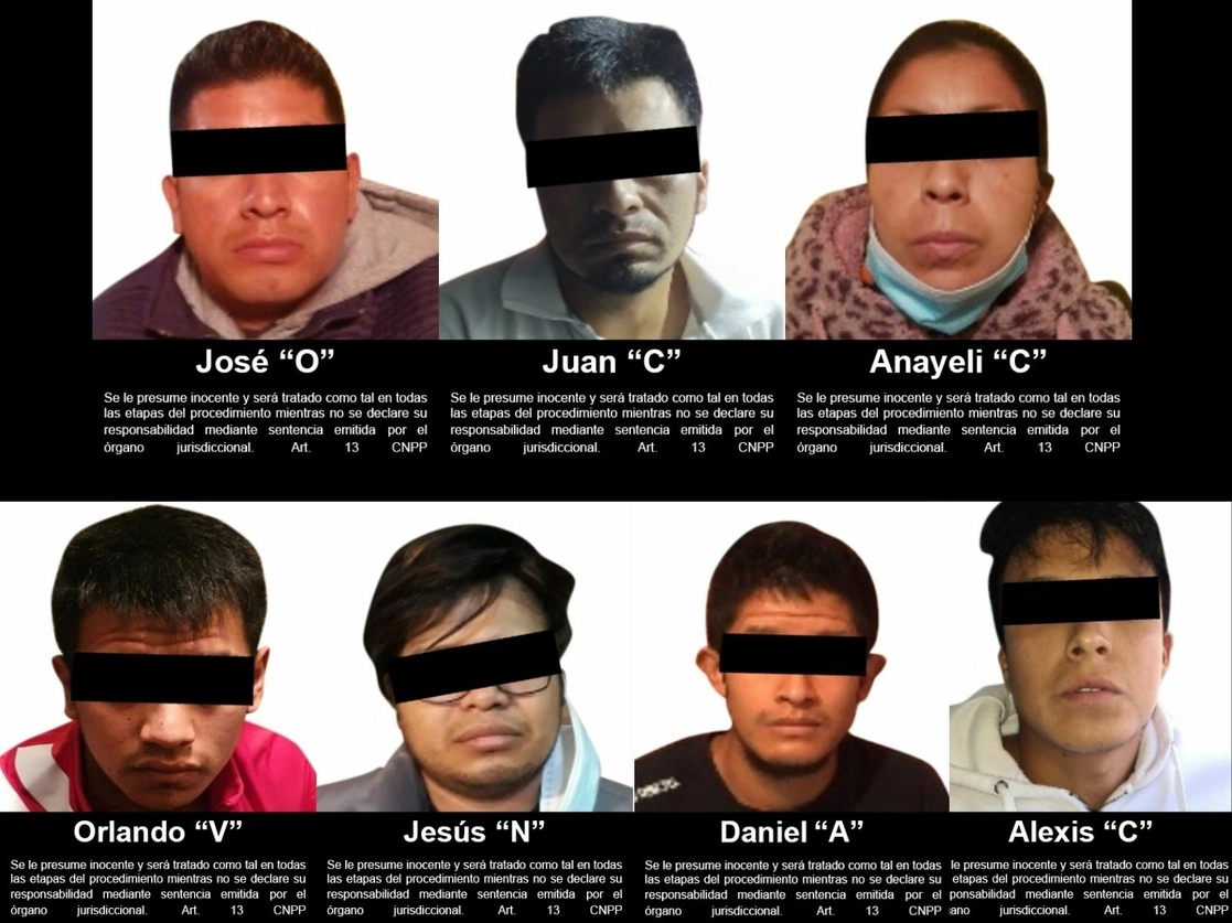 Siete integrantes de una banda que privaron de la libertad a una madre y a su hijo fueron vinculados a proceso por un juez federal, acusado del delito de secuestro agravado, de ser declarados responsables podrían ser sentenciados hasta a 140 años de prisión. Fotos cortesía de FGR 