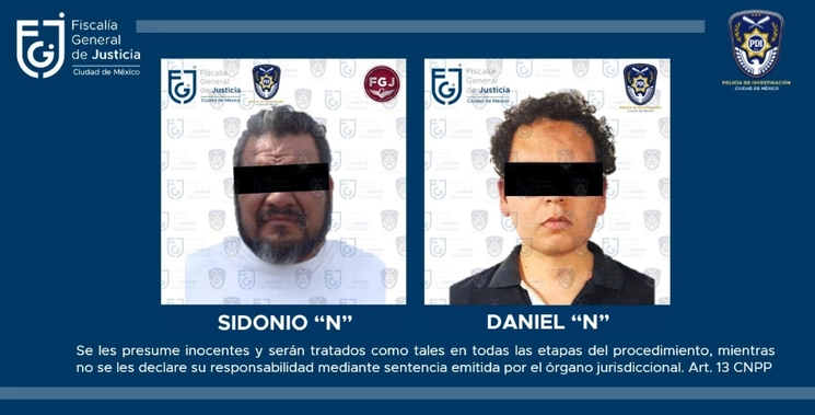 Un juez de control vinculó a proceso a Daniel Alberto N y Sidonio Misael N, por su probable participación en el delito de desaparición cometida por particulares, en agravio de Ivonne García Silva. Imagen cortesía FGJ-CDMX 