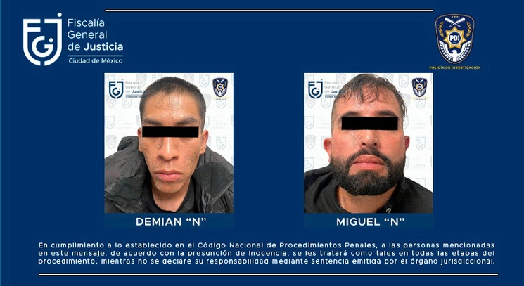 Un juez de control vinculó a proceso a Demián N y Miguel N, por su probable participación en un feminicidio ocurrido el pasado 7 de junio. Foto cortesía FGJ-CDMX