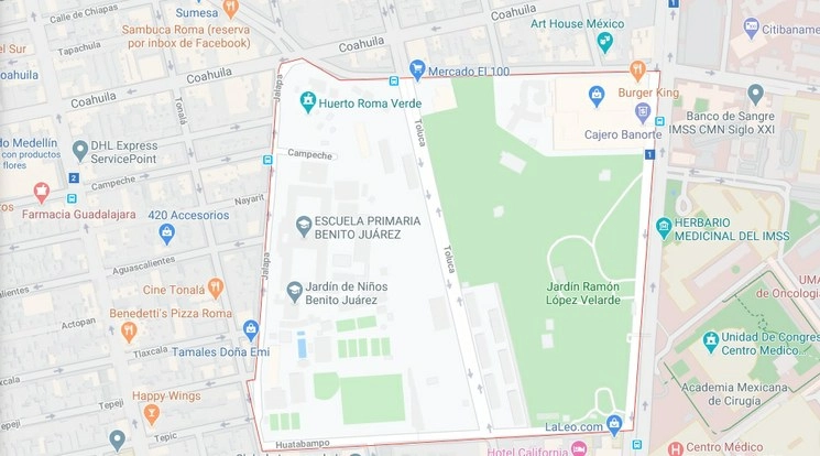 Los uniformados despojaron a un hombre de un teléfono celular y su cartera en calles de la colonia Roma. Imagen tomada de Google Maps