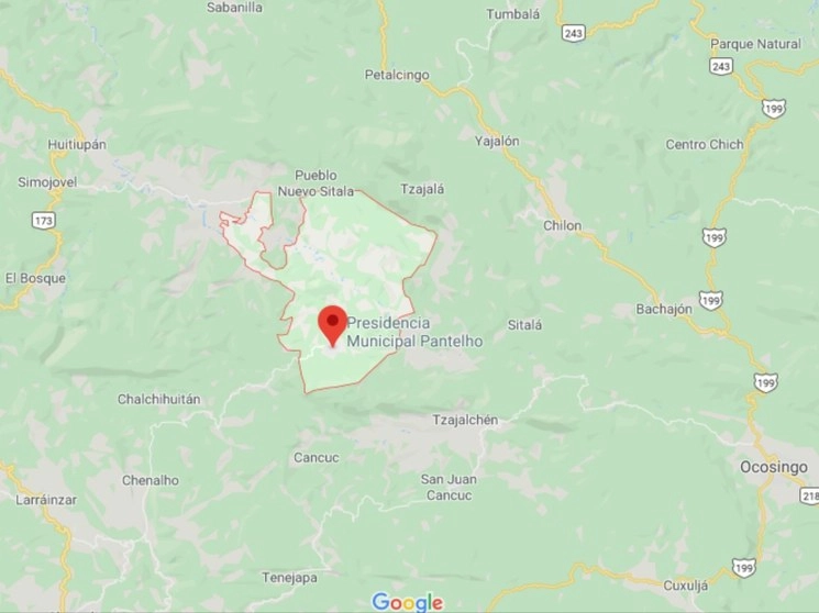 Un juez vinculó a proceso al ex alcalde perredista de Pantelhó, Santos López Hernández, acusado del delito de abuso sexual agravado, informó la FGE. Imagen tomada del sitio www.google.com/maps