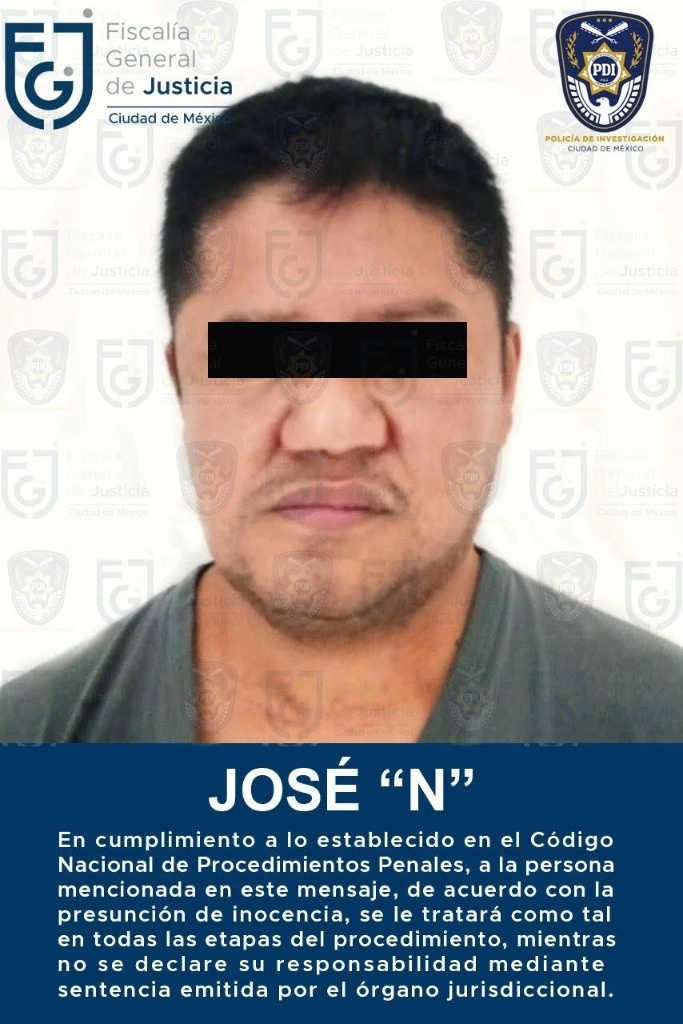 El hombre fue detenido en el municipio de Naucalpan, estado de México el mismo día de los hechos, el 14 de enero de este año. Imagen cortesía de la FGJCDMX 