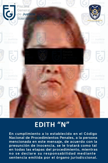 Un juez de control vinculó a proceso a Edith N, por su probable participación en el delito de trata de personas agravada, en su modalidad de explotación sexual, en perjuicio de su hija menor de edad. Imagen cortesía de la FGJ-CDMX