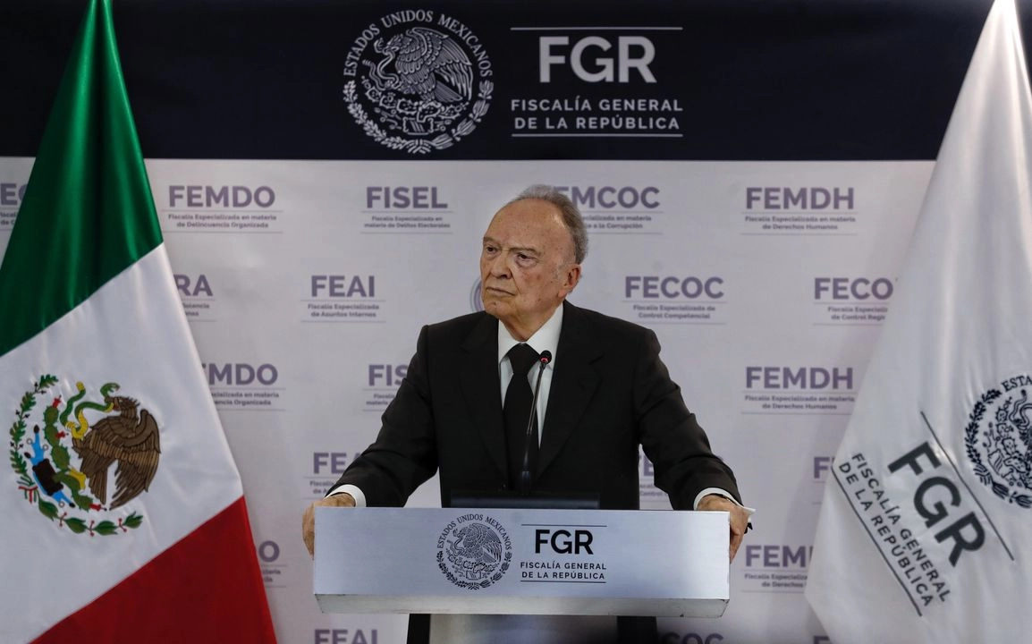 El fiscal general de la República, Alejandro Gertz Manero, durante una conferencia el 19 de marzo de 2025. Foto 