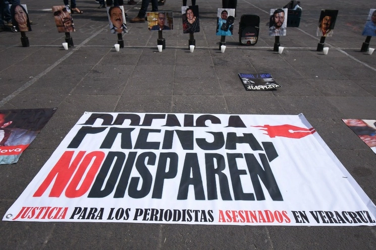 Protesta conra los periodistas asesinados en México. Foto Cuartoscuro /Archivo