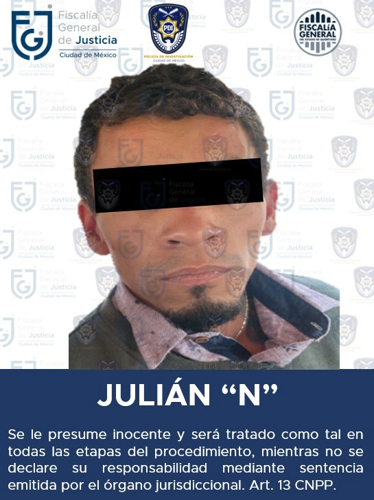 El curso de las investigaciones permitió establecer la probable participación de Julián N en los hechos, quien fue ubicado en Querétaro. Foto FGJ-CDMX