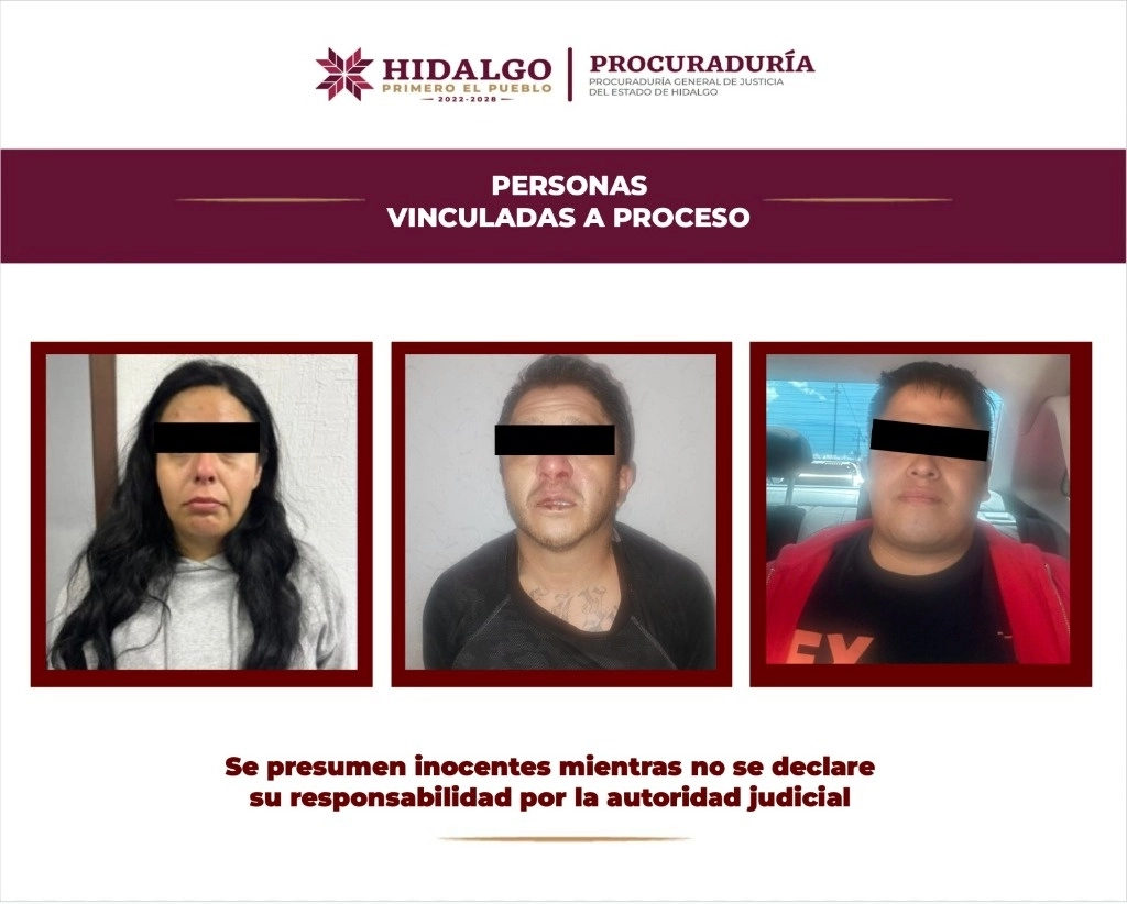 Por la gravedad de los delitos de los que son señalados, Omar, Ricardo y Diana  deberán pasar esos cuatro meses de investigación complementaria detenidos en el Centro de Reinserción Social de Tulancingo. Foto tomada de X @PGJE_Hidalgo
