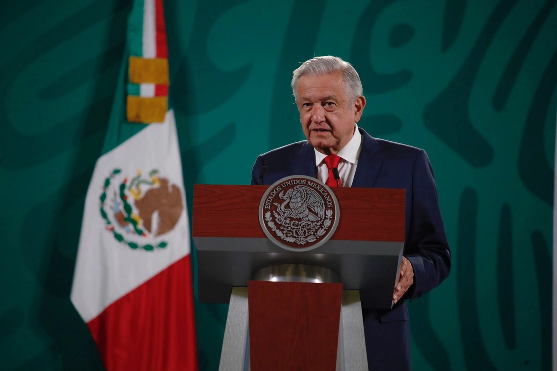 El presidente Andrés Manuel López Obrador durante la conferencia de prensa matutina en Palacio Nacional, el 29 de julio de 2021. Foto Cristina Rodríguez
