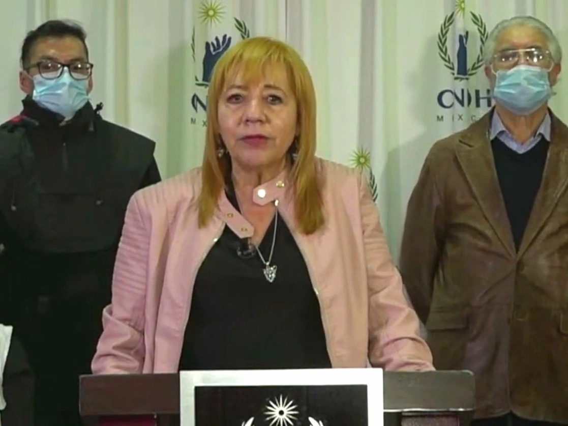 Rosario Piedra ofreció un informe con motivo de su primer año al frente de la CNDH. Imagen tomada de la transmisión en vivo a través del canal de YouTube de la Comisión Nacional de los Derechos Humanos (CNDH)