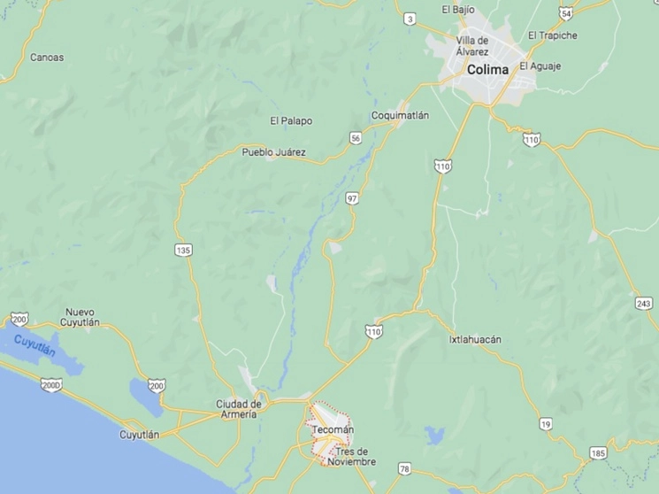 El cadáver de un hombre fue hallado en el basurero municipal de Tecomán. Foto tomada de Google Maps 