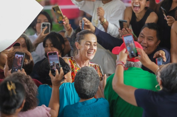 Claudia Sheinbaum, aspirante a Coordinadora de los Comités de Defensa de la 4T, en su visita a Cuautla, Morelos. Foto Pablo Ramos  