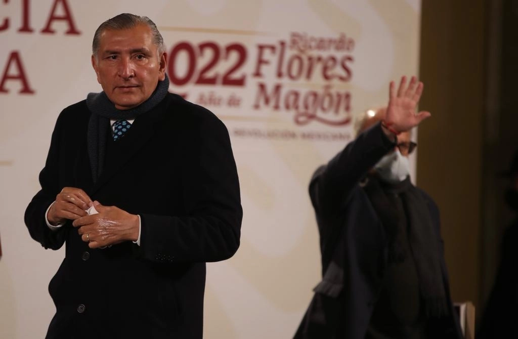 Adán Augusto López, secretario de Gobernación, durante la conferencia de prensa matutina en Palacio Nacional, el 13 de enero de 2022. Foto José Antonio López



