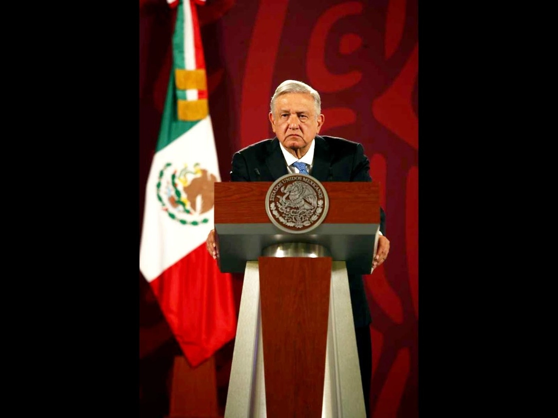 El presidente de México, Andrés Manuel López Obrador, durante su conferencia matutina en Palacio Nacional, en la Ciudad de México, el 19 de mayo del 2022. Foto Yazmín Ortega Cortés