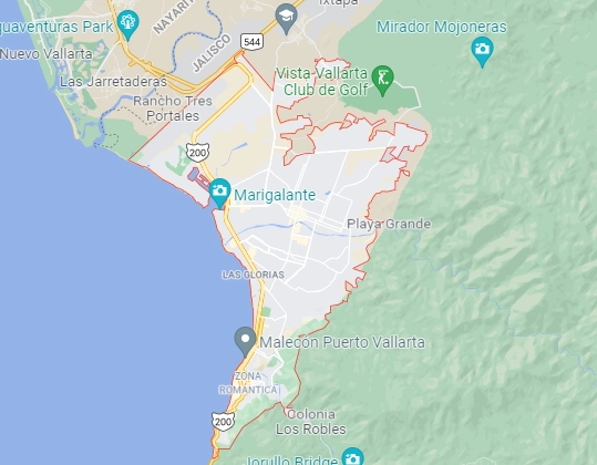 Los marinos fueron encontrados por la policía municipal en una colonia de Puerto Vallarta. Captura de imagen de Google Maps
