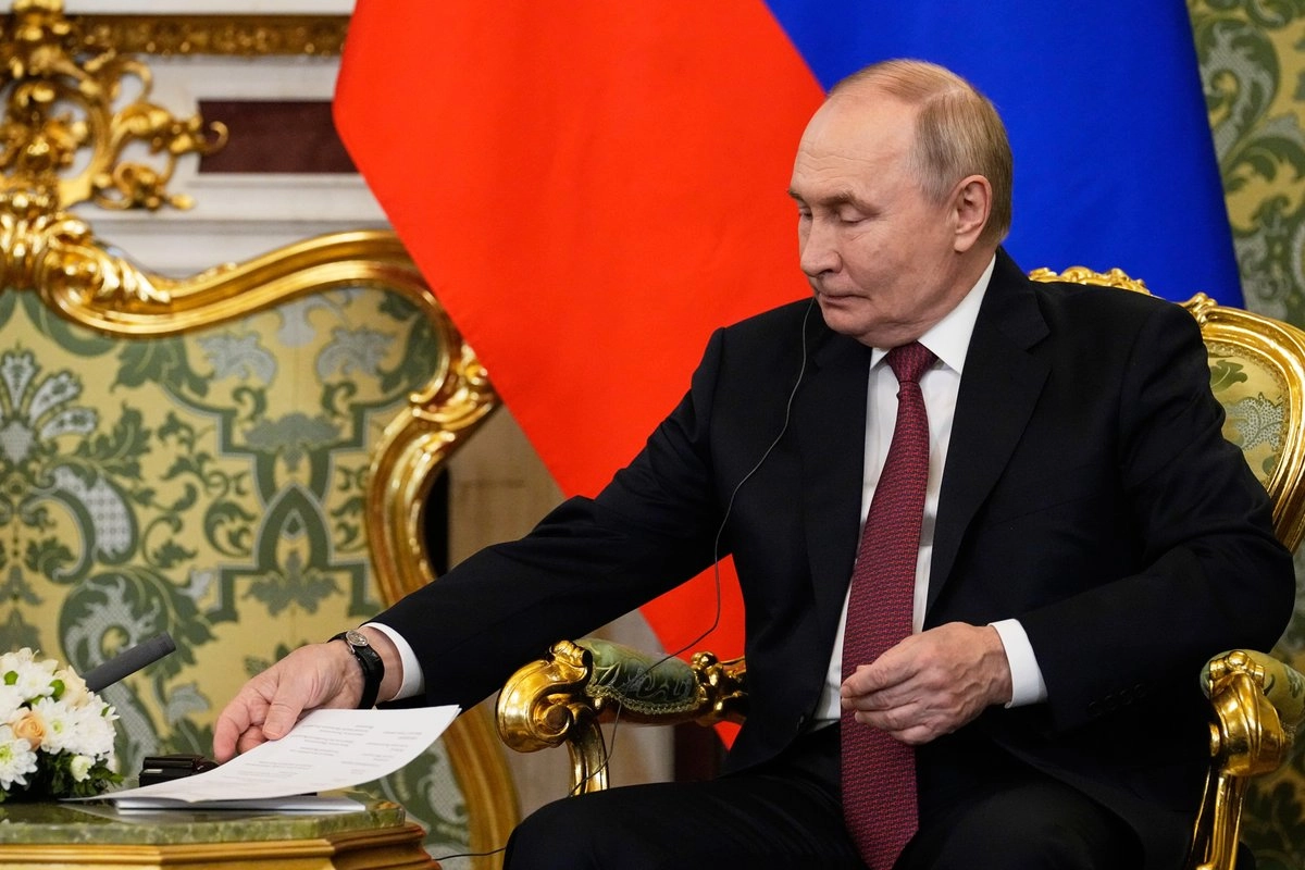 El presidente ruso, Vladimir Putin, en el Gran Palacio del Kremlin en Moscú, Rusia, el 15 de octubre de 2025. Foto 