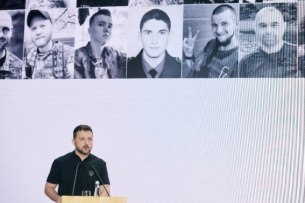 Volodymir Zelensky, presidente de Ucrania, durante su participación en la conferencia de Estrategia Europea de Yalta en Kiev, el 13 de septiembre de 2024. Foto Afp