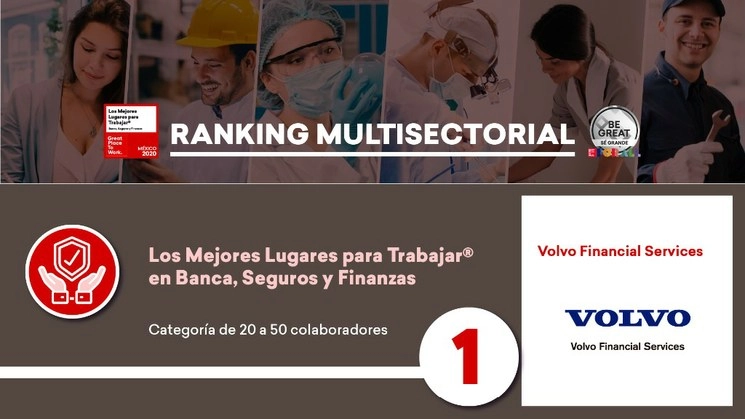 El reconocimiento fue otorgado por el Instituto GPTW México, tras un análisis y revisión de las opiniones expresadas por los colaboradores. Imagen cortesía Volvo Financial Services.