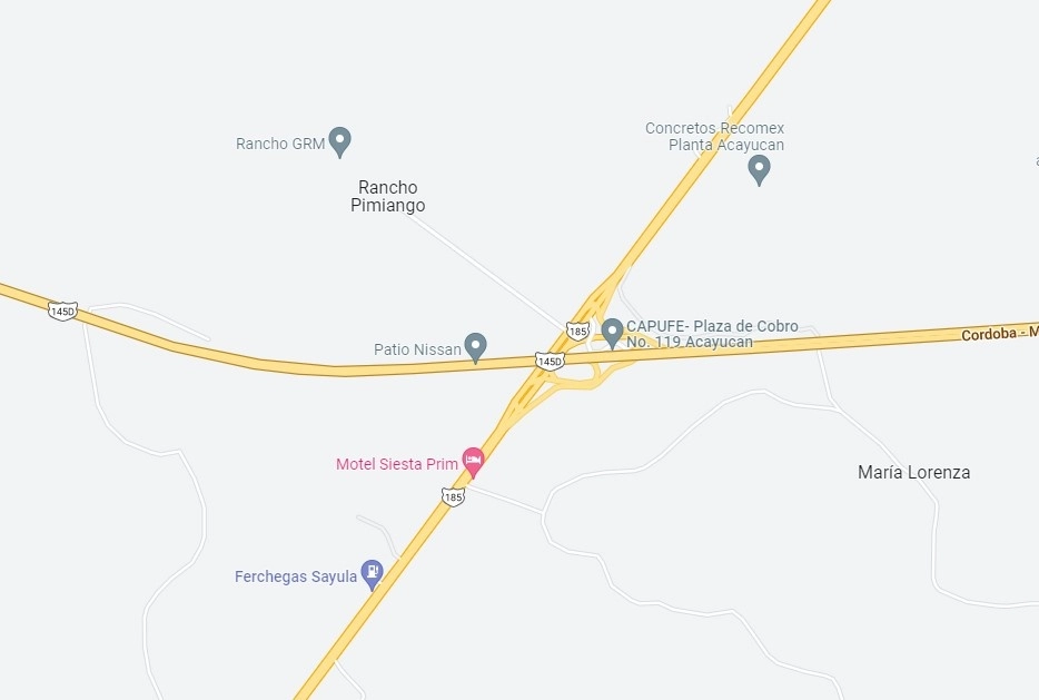 Los reportes preliminares detallan que la unidad evadió un filtro de seguridad ubicado en la autopista de Minatitlán-Córdoba, a la altura del kilómetro 175, en la caseta de Acayucan. Imagen de Google Maps