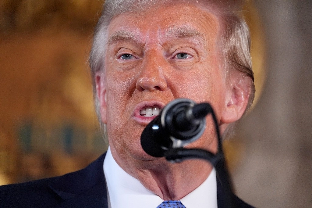 El futuro presidente de Estados Unidos, Donald Trump, durante su conferencia de ayer desde su residencia de Mar-a-Lago, en Palm Beach, Florida. Foto Ap 