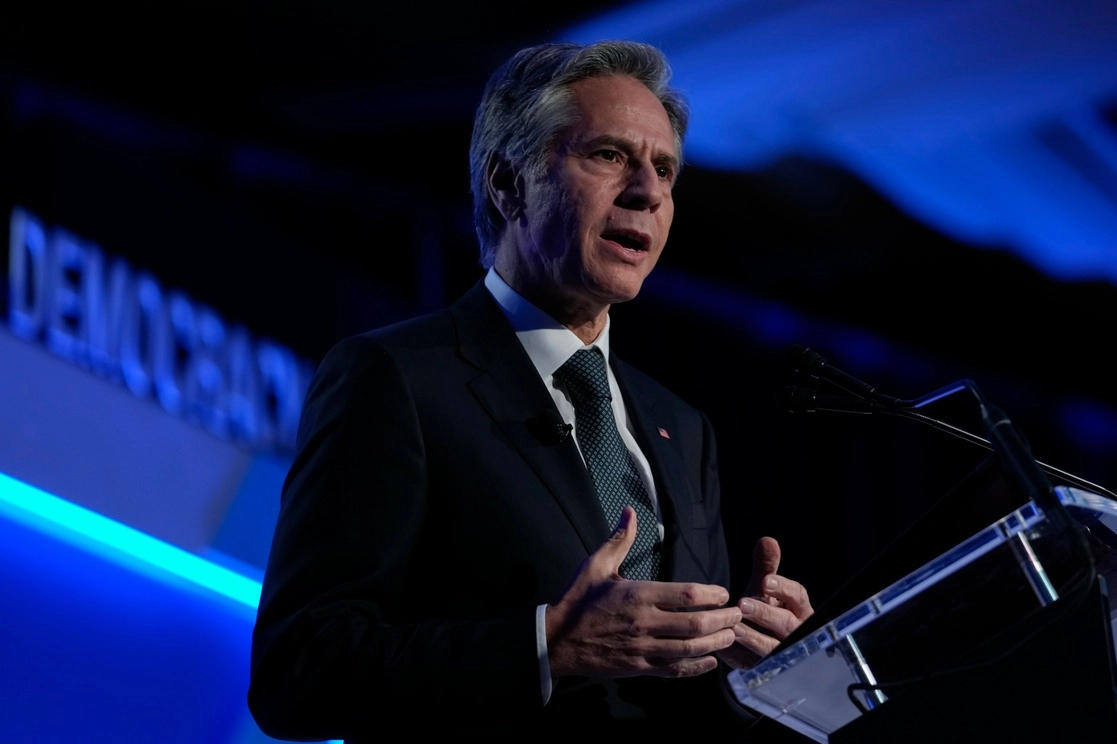 El secretario de Estado Antony Blinken habla en la Conferencia Nacional de J. Street en el Hotel Omni Shoreham en Washington, el domingo 4 de diciembre de 2022. Foto Ap
