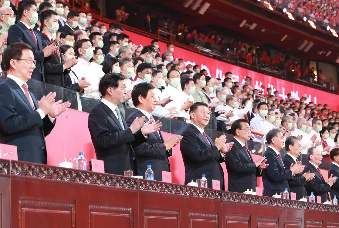 Durante la celebración del centenario de la fundación del Partido Comunista de China en el Estadio Nacional, en Pekín, el 28 de junio de 2021. Foto Xinhua