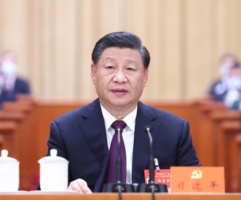 Xi Jinping, secretario General del Partido Comunista de China, durante su participación en el XX Congreso Nacional del PCCh. Foto Xinhua.