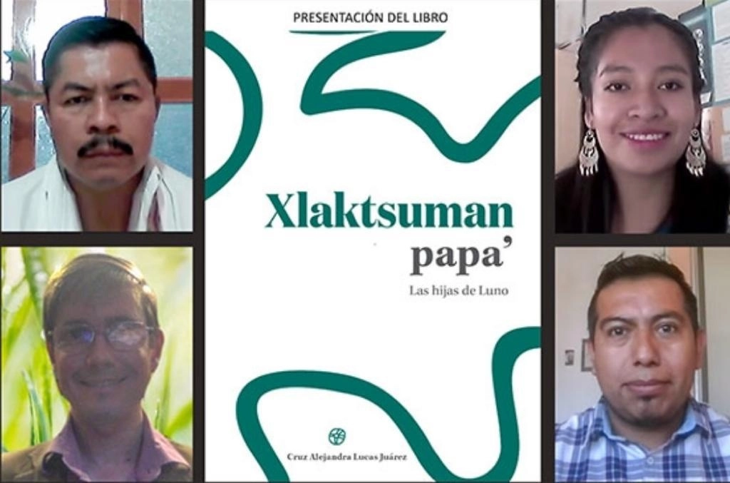 Presentación de manera virtual de Xlaktsuman papa’ / Las hijas de Luno, poemario de Alejandra Lucas Juárez. Foto Cortesía