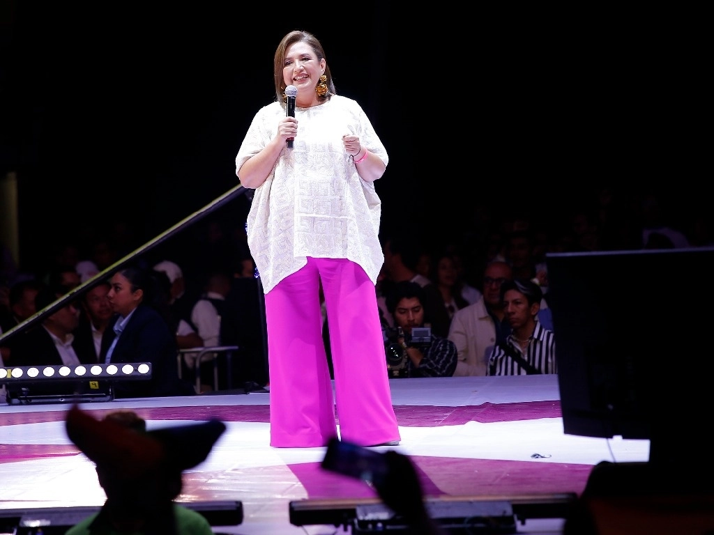 Xóchitl Gálvez, precandidata del frente opositor, durante su cierre de precampaña el 14 de enero de 2024. Foto María Luisa Severiano