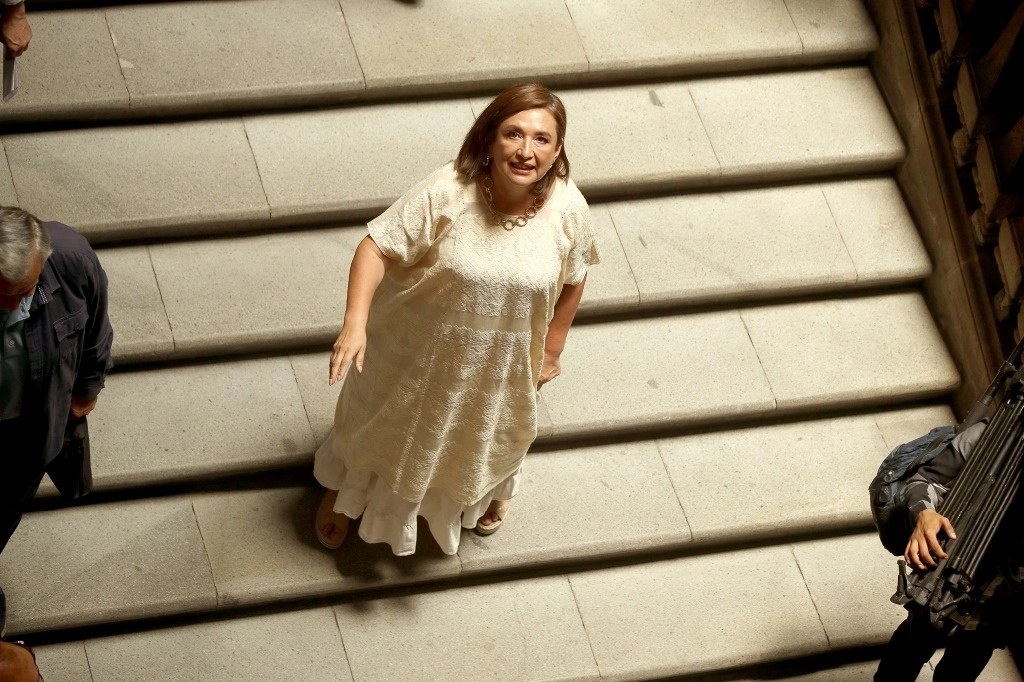 Xóchitl Gálvez, candidata presidencial de la coalición Fuerza y Corazón por México, tras un evento en la Ciudad de México, el 20 de mayo de 2024. Foto María Luisa Severiano