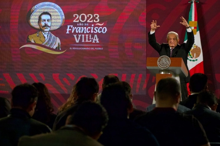 El presidente Andrés Manuel López Obrador durante su conferencia matutina desde Palacio Nacional, el 7 de julio de 2023. Foto Cuartoscuro 