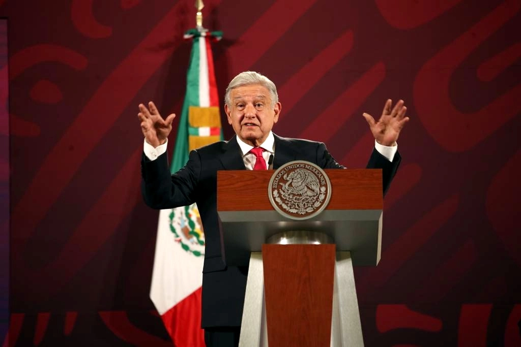 El presidente de México, Andrés Manuel López Obrador, durante su conferencia matutina en Palacio Nacional, en la Ciudad de México, el 28 de marzo de 2023. Foto Yazmín Ortega Cortés