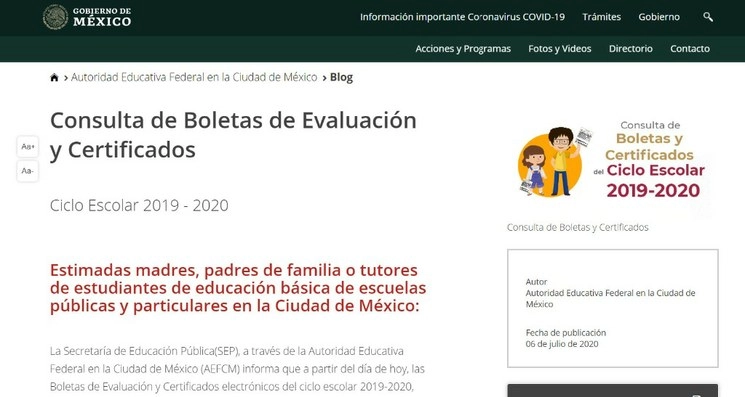 Los documentos pueden ser consultados y descargados desde la página:
https://www.gob.mx/aefcm/articulos/consulta-de-boleta-y-certificado-2019-2020?idiom=es