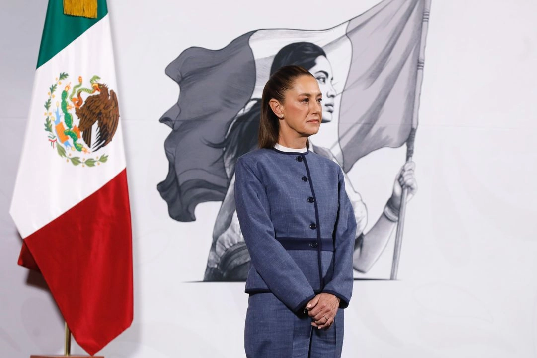 La presidenta de México, Claudia Sheinbaum Pardo, durante su conferencia matutina en Palacio Nacional en la Ciudad de México, el 25 de marzo de 2025. Foto 